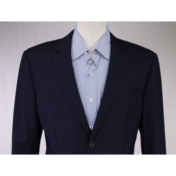 Indochino Custom Blazer Navy Blue Windowpane 2-Btn Wool Jacket 38S - Picture 3 of 10